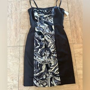 Bebe STRAPLESS BUSTIER Dress Size S Color B/W